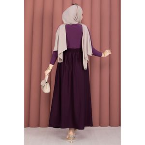 Vestido Casual de Verano Morado con Estampado, Estilo Vintage, Cuello Drapeado, Talla XL, de Algodón y Spandex, Tejido sin Tirantes, con Logo Dulce - Product Image 6