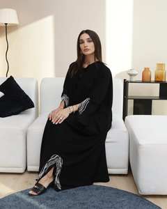 ชุดอาบายาตัวยาวผ้าซาตินสำหรับผู้หญิงแขนมีระบายฟรีไซส์ผ้าไหมแฟชั่นเรียบง่ายหรูหราออกแบบได้ตามต้องการ - Product Image 1