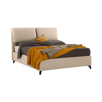 Lit King/Queen élégant, moderne et confortable en tissu rembourré avec coffre de rangement intégré, design léger et écologique pour gagner de la place