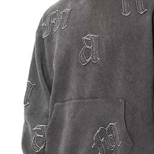 Chándal de invierno para hombre, hecho a medida, de algodón 100%, transpirable, antibacteriano, con capucha, lavado ácido y estampado de personajes. - Product Image 5