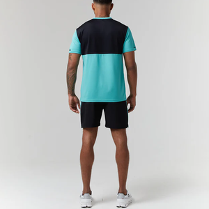 Conjunto de 2 Piezas de Verano 2025, Camiseta y Pantalones Cortos de Poliéster/Algodón para Hombre, Transpirable, Antiarrugas, Antibolitas, Cuello Redondo, Manga Corta - Product Image 2