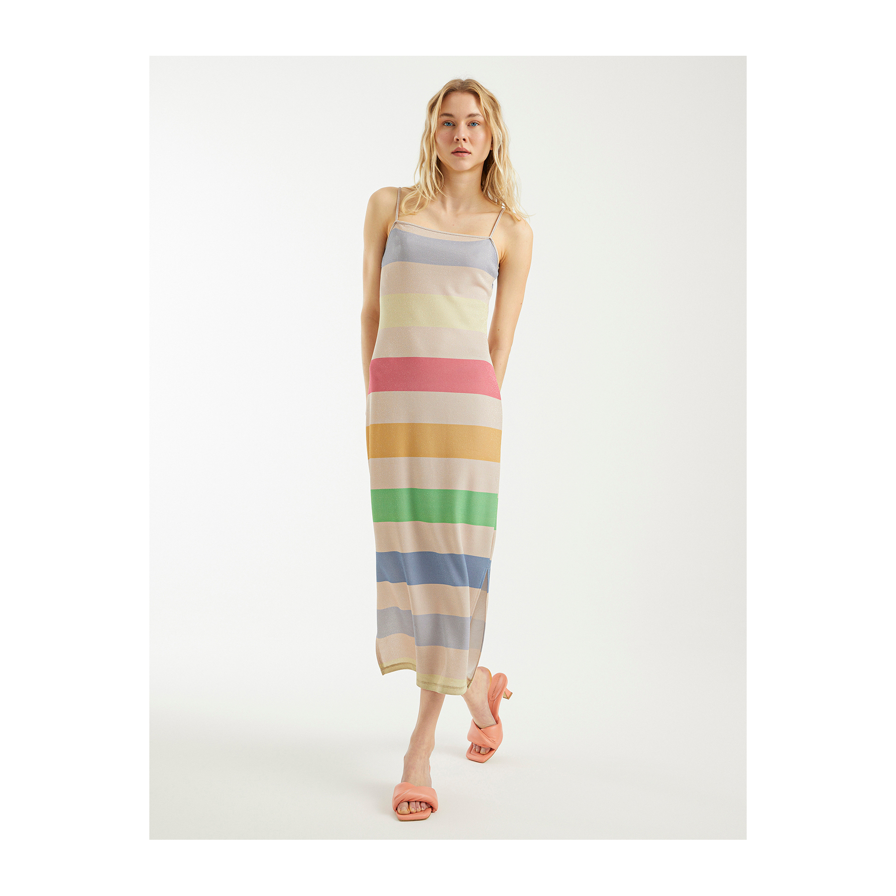 knee length dresses for ladies Women's Silk Dress | Tie-Dye T-Strap Maxi Dress | Anna Kosturova main image 0
