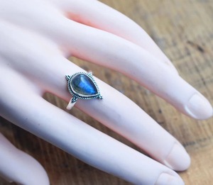 925 Sterling Silver Boho Vintage Dainty <b>Labradorite</b> <b>Ring</b> with Bezel Setting Third Party Certified Engagement Jewelry - Product Image 4