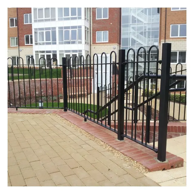Customized factory price bow top tubular steel fence wrought iron fence panels waterproof modern steel fence for garden