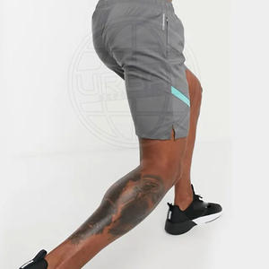 กางเกงขาสั้นออกกำลังกายของผู้ชายแบบปรับแต่งได้โลโก้เอวยางยืดสไตล์พื้นทำจากโรงงาน - Product Image 4