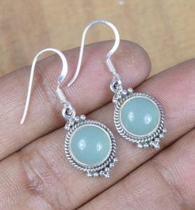 ต่างหูพลอยสีเงินสเตอร์ลิงต่างหูพลอยสีฟ้าสีเงินต่างหูห้อย925สำหรับผู้หญิง - Product Image 5