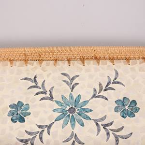 ถาดเสิร์ฟทรงสี่เหลี่ยมผืนผ้าลายดอกไม้ฝังมุกและหวาย  สำหรับตกแต่งโต๊ะกาแฟและห้องครัว  ขายส่ง - Product Image 5