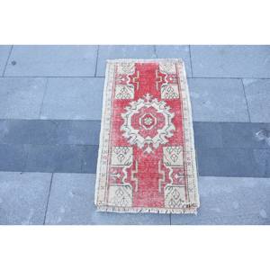 Authentic 1.7 X 2.9ft <b>Red</b> Beige Wool Kilim Rug Large Area Turkish Abstract for Hallway Rectangular 10mm <b>Latex</b>-for Room Decor - Product Image 1
