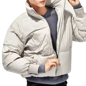 Vente en gros 2024 Veste à bulles de couleur unie pour hommes personnalisée hiver longue toile à capuche col montant décoration de poche chaude - Product Image 3