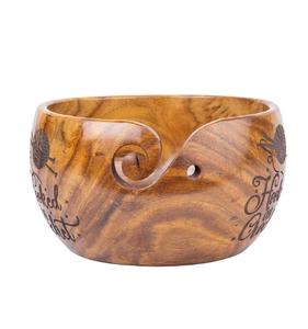 Bol de fil de palissandre fait à la main pour tricoter le crochet bol de stockage pour les accessoires de crochet d'enrouleur de fil - Product Image 2