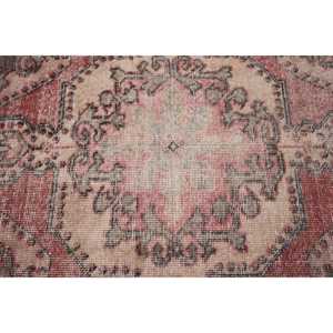3.1x5.7 ft Rug, Vintage Rug, Turkish <b>Red</b> <b>Wool</b> Striped Rug - Product Image 5