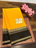 Sari en fausse fourrure brodée, bordures riches, tissé à la main, luxe, style vintage, avec tissage Zari complexe, idéal pour les mariages