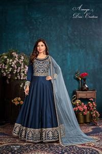 Vestido Anarkali de Seda Georgatte de Último Diseño para Mujer de FABZONE - Ropa Tradicional India de Alta Calidad - Product Image 2