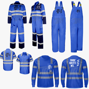 Ensemble de vêtements de sécurité réfléchissants étanches de qualité supérieure avec logo personnalisé OEM bavette en polyester col rond boutonnée pour - Product Image 1
