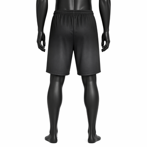 Pantalones Cortos Deportivos Negros Personalizados para Hombre, OEM ODM, Poliéster, Cintura Elástica con Cordón, Logotipo Minimalista, Estilo Atlético Informal - Product Image 2