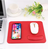 Chargeur sans fil personnalisé en usine, 15W, charge rapide, tapis de souris en cuir PU avec repose-poignet, usage bureautique, stock disponible, 270x190mm, rectangulaire