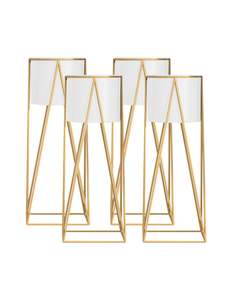 Lot de 2 pots de fleurs en métal doré pour plantes d'intérieur verticales du milieu du siècle avec support pour usage décoratif - Product Image 4