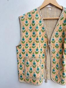 Gilet sans manches en coton, veste matelassée en coton faite à la main en Inde, style bohème, nouveau style, veste en coton pour femmes, été, hiver - Product Image 3