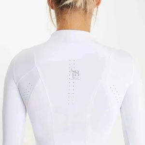 Combinaison d'équitation de compétition haut de gamme, chemise de spectacle décontractée à motif uni, épaules tombantes, longueur au-dessus du genou, tricot respirant - Product Image 5