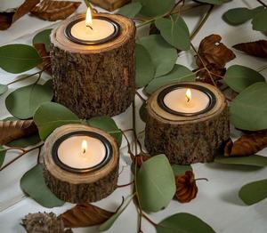 Bougeoir en bois fabriqué à la main de conception classique pour les maisons de style rustique dîners romantiques aux chandelles et événements festifs - Product Image 5