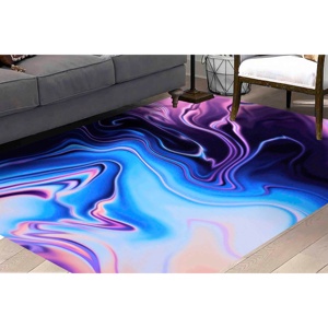 Alfombra Vortex Illusion: Alfombra Moderna con Estampado Abstracto Azul, Alfombra Delgada No Tejida - Product Image 1