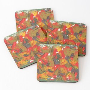 982 madera de Mango/madera de acacia sobre posavasos para servir té impresos Juego de 4 piezas accesorios de cocina posavasos resina - Product Image 3
