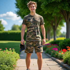 Ensembles de shorts camouflage pour hommes vêtements de sport jogging imprimé pour hommes t-shirts et shorts d'été sublimation ensembles de shorts pour hommes - Product Image 2