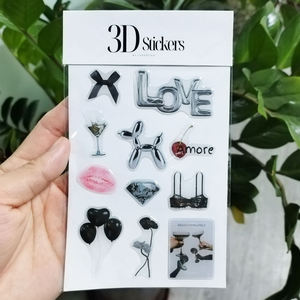 Factory customized A6 Kiss Cut 3D resin stickers sheet, printed 3D dome epoxy stickers for phone <b>case</b> decoration - Product Image 2