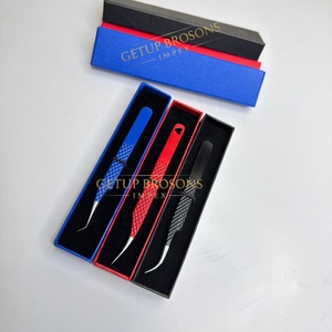 Pince à épiler GETUP BROSONS IMPEX en acier inoxydable avec pointe rouge/bleue/noire, acrylique, anti-magnétique, anti-statique, préhension fine et parfaite - Product Image 4