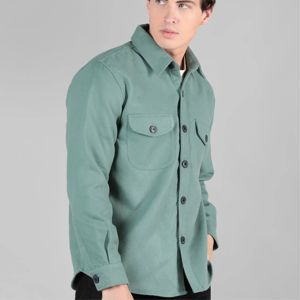Chaqueta de camisa con forro polar para Hombre | Chaqueta de camisa acolchada abotonada con capucha para comodidad en clima frío - Product Image 1