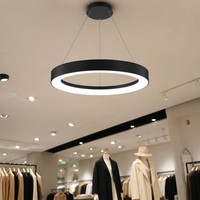 Luminaire suspendu carré de style boutique de mode, 1000 mm, éclairage annulaire LED, intensité réglable, pour présentoir