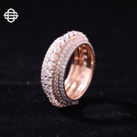 Bague Éternité de Luxe Plaqué Or Rose 14K avec Zircons, Sertissage Pavé, Coupe Brillante, Design Cercle Complet, pour Femme, Mariage et Soirée