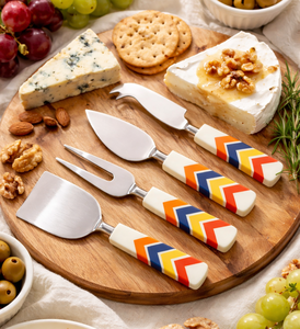 Elegant Stainless Steel <b>Blades</b> Cheese <b>Knife</b> Set Wood Resin Handles Eco-Friendly Dishwasher Safe for Stylish Serving Gifting Use - Product Image 6