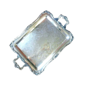 Elegant Vintage Silver Metal Tray Timeless Design for Food Serving Gifting <b>Tabletop</b> Decor - Product Image 4