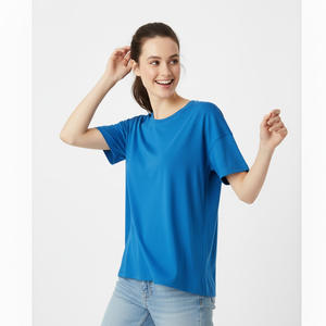 Camiseta básica de algodón para mujer, camiseta informal lisa de manga corta, camiseta de moda de verano suave y cómoda para uso diario al aire libre - Product Image 1