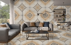 Carreaux de sol antidérapants en porcelaine moderne 600x600mm, polis et brillants pour murs intérieurs d'appartement et de villa Installation facile et adhésive - Product Image 2