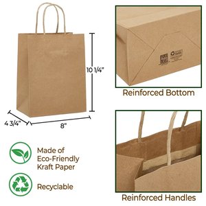 Bolsas de Compra Ecológicas de Papel Kraft Marrón, Bolsas de Regalo de Papel de Estilo Clásico para Exposiciones - Product Image 6