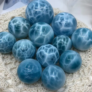 Lotes de piedras preciosas de bola de esfera de Larimar Natural de alta calidad Mezcla de piedras preciosas Larimar Deep Blue Dolphin Stone auténtico Larimar dominicano - Product Image 2