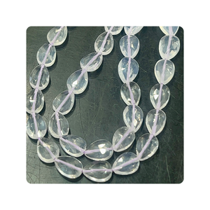 Perles Alif International en Quartz Glacé Naturel Facetté Gouttes Poire, Perforation Droite, Fil de 16 Pouces, Grade AAA, Certifiées CCGTC, Luxe - Product Image 1