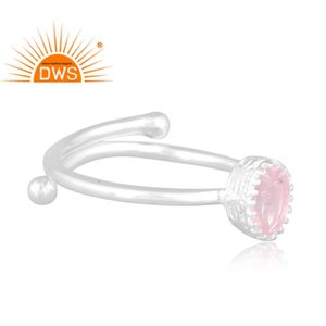 Best Selling Fine Sterling Silver Natural <b>Rose</b> <b>Quartz</b> Gemstone Stackable <b>Ring</b> Custom Jewelry Manufacturer - Product Image 3