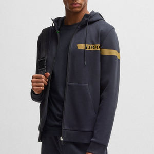 Sweat à capuche pour homme, couleur unie, dernière tendance, avec fermeture éclair, poches latérales et cordons de serrage, prix de gros, manches longues - Product Image 1