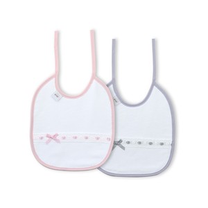 Juego de Baberos 100% Algodón, 2 Unidades en Gris y Rosa para Edades de 0 a 12 Meses - Product Image 1