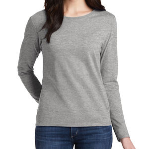 CAMISETA LISA PARA MUJER CAMISETA DE MANGA LARGA CON CUELLO REDONDO CAMISETA En blanco para mujer Camiseta personalizada de algodón con estampado de pantalla - Product Image 2