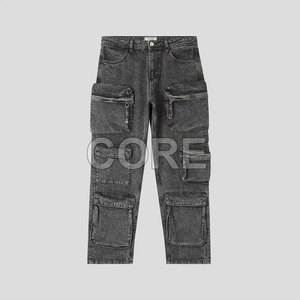 กางเกงยีนส์คาร์โก้สำหรับผู้ชายกางเกงยีนส์ขายาวซักได้มีกระเป๋าสวมใส่สบายล่าสุด - Product Image 1