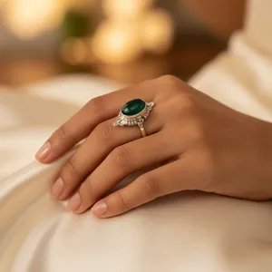 925 Silver <b>Garnet</b> Statement <b>Ring</b> for Women Dainty Oval Cut Topaz Fine Jewelry with Natural Stone Cut/Cab - Product Image 2