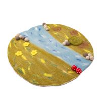 Meilleur tapis de jeu en feutre fait main Himalaya, scène naturelle de rivière et de prairie avec animaux, fleurs, champignons, jouet éducatif Montessori Waldorf DIY