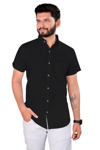 Wholesale <b>Men</b> <b>Black</b> Satin <b>Short</b> <b>Sleeve</b> <b>Shirt</b> Non Iron Anti Wrinkle Breathable Collared Formal Business Casual Professional Wear - Product Image 3