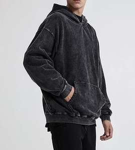 Sudadera con Capucha Lisa de 500 Gsm para Hombre, 100% Algodón, Felpa Francesa, Lavado Ácido, con Logotipo Personalizado - Product Image 3