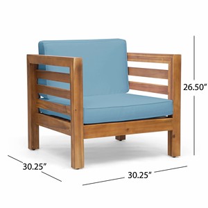 Noble House Oana Outdoor Acacia <b>Wood</b> Club Chair in Teak and - Product Image 5