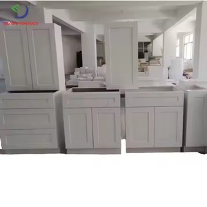 ชุดตู้ครัวไม้เนื้อแข็งสไตล์เขย่าสีเทาผลิตจากโรงงานในเวียดนามดีไซน์พร้อมประกอบ - Product Image 3